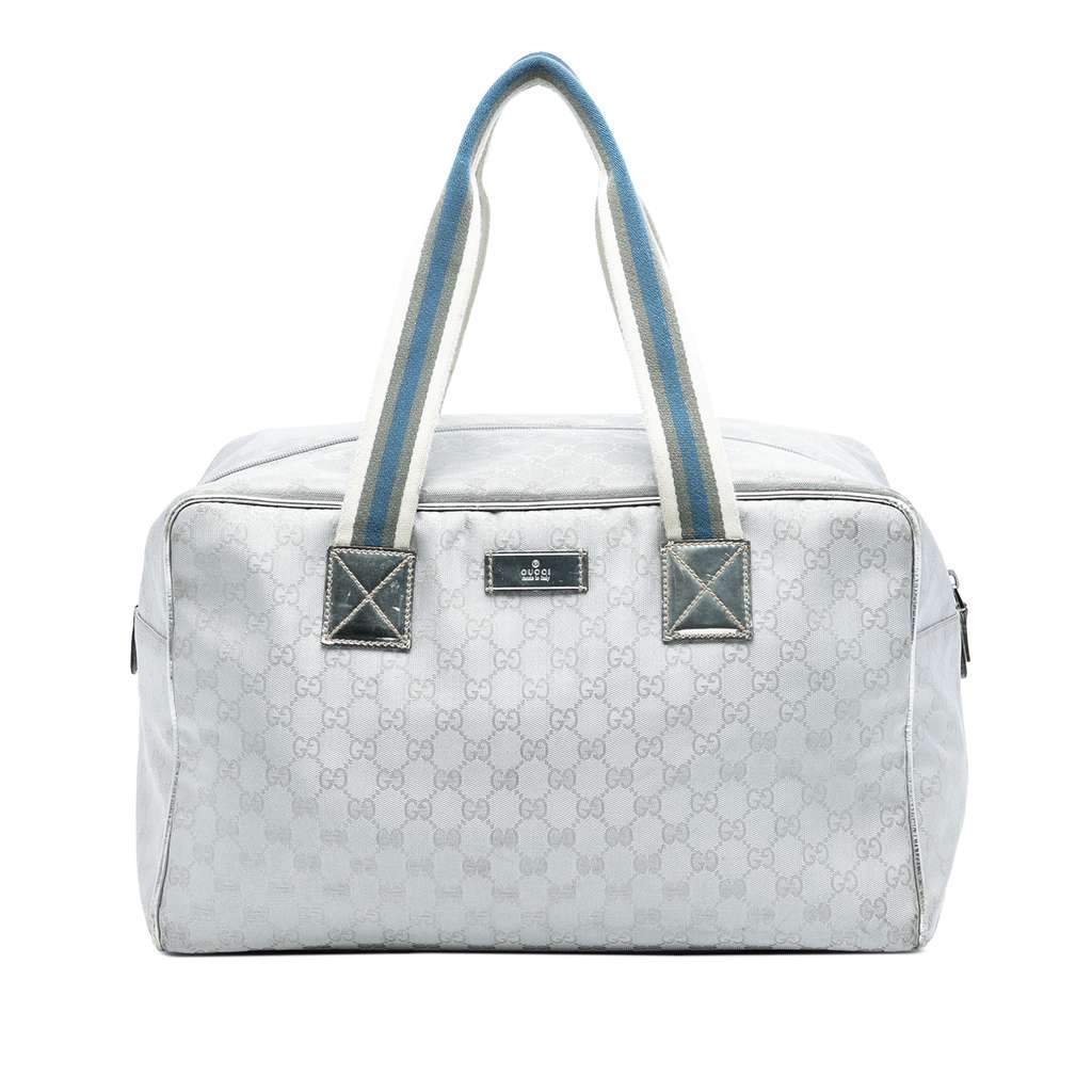 Gucci GG Canvas Web Travel Bag Grey Canvas Very good condition - Front View