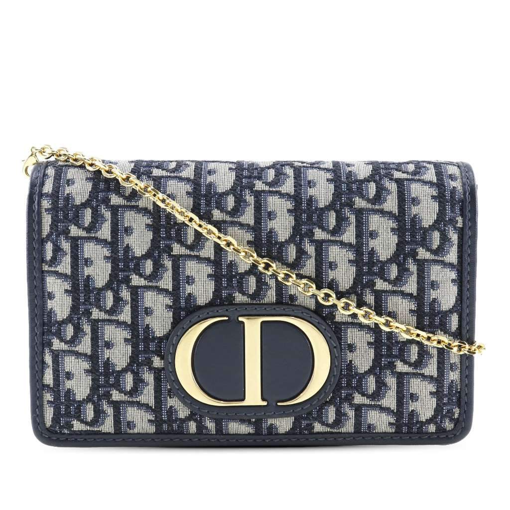 Dior Oblique 30 Montaigne 2 in 1 Pouch Blue Canvas Very good - Front View
