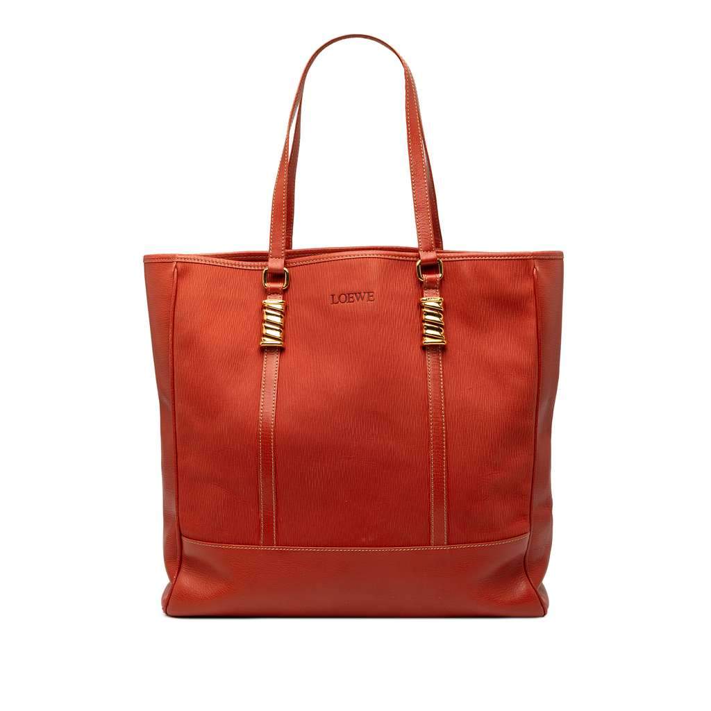 Loewe Leather Velazquez Twist Tote Orange Leather Very good - Front View