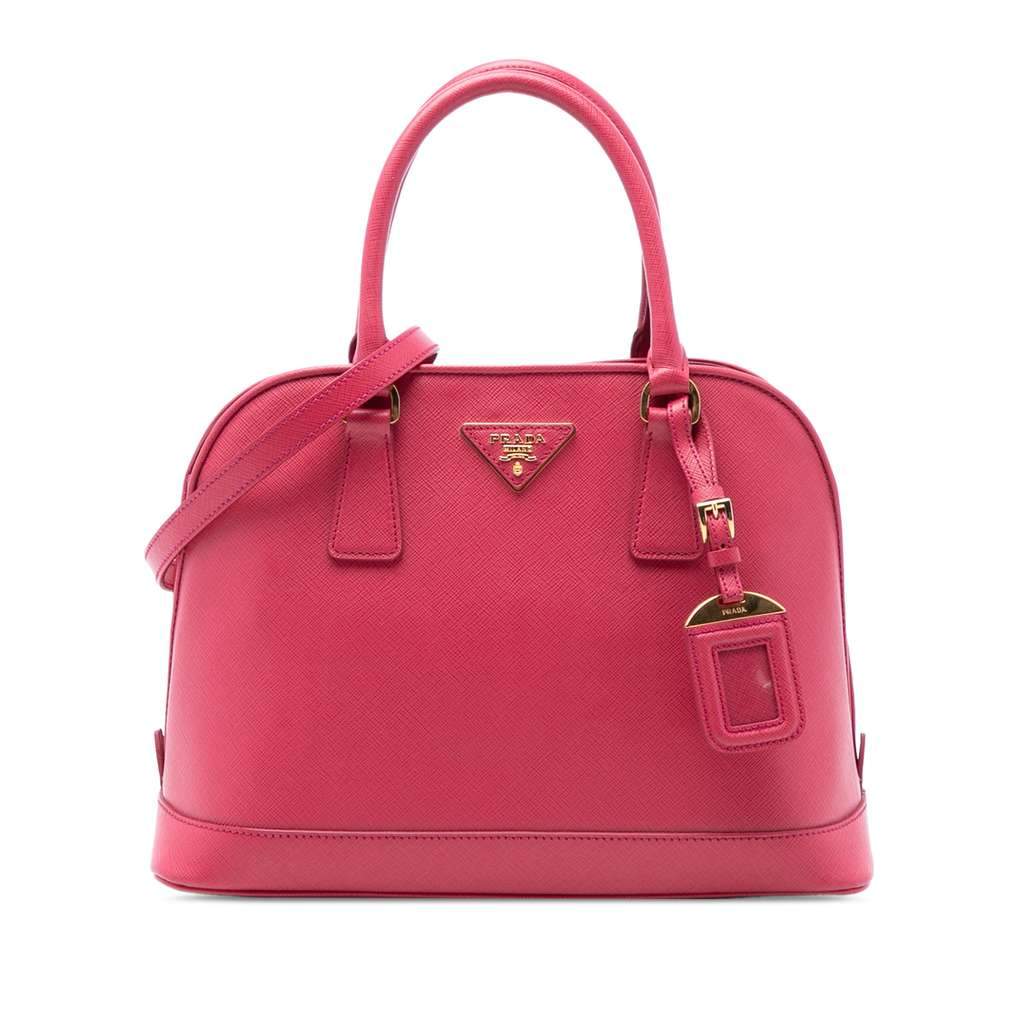Prada Medium Saffiano Lux Open Promenade Satchel Pink Leather Good - Front View