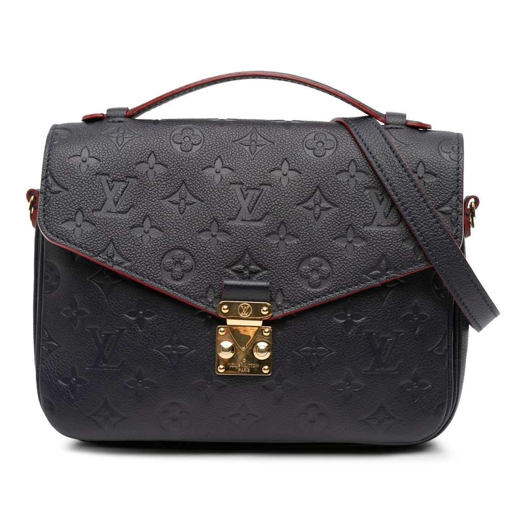 Louis Vuitton Monogram Empreinte Pochette Metis Blue Leather Good - Front View