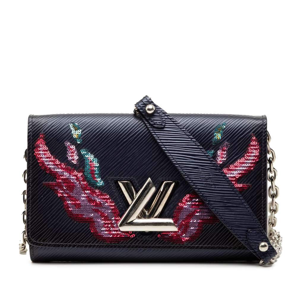 Louis Vuitton Epi Sequin Flames Twist Chain Wallet Blue Leather Very good - Front View