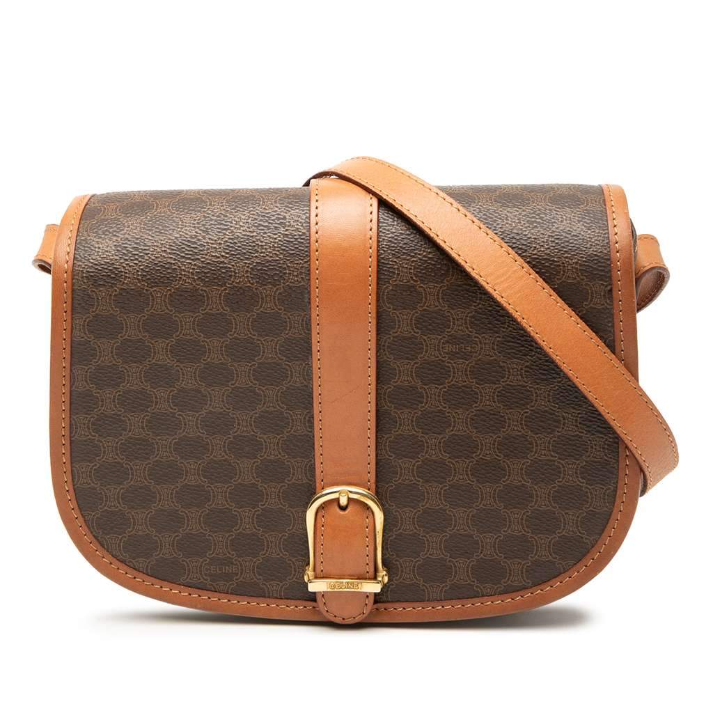 Celine Macadam Coated Canvas Crossbody Brown Canvas Good condition - Front View