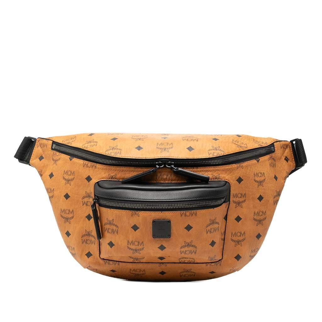 Mcm Large Visetos Coated Canvas Fursten Belt Bag Brown Canvas Good - Front View