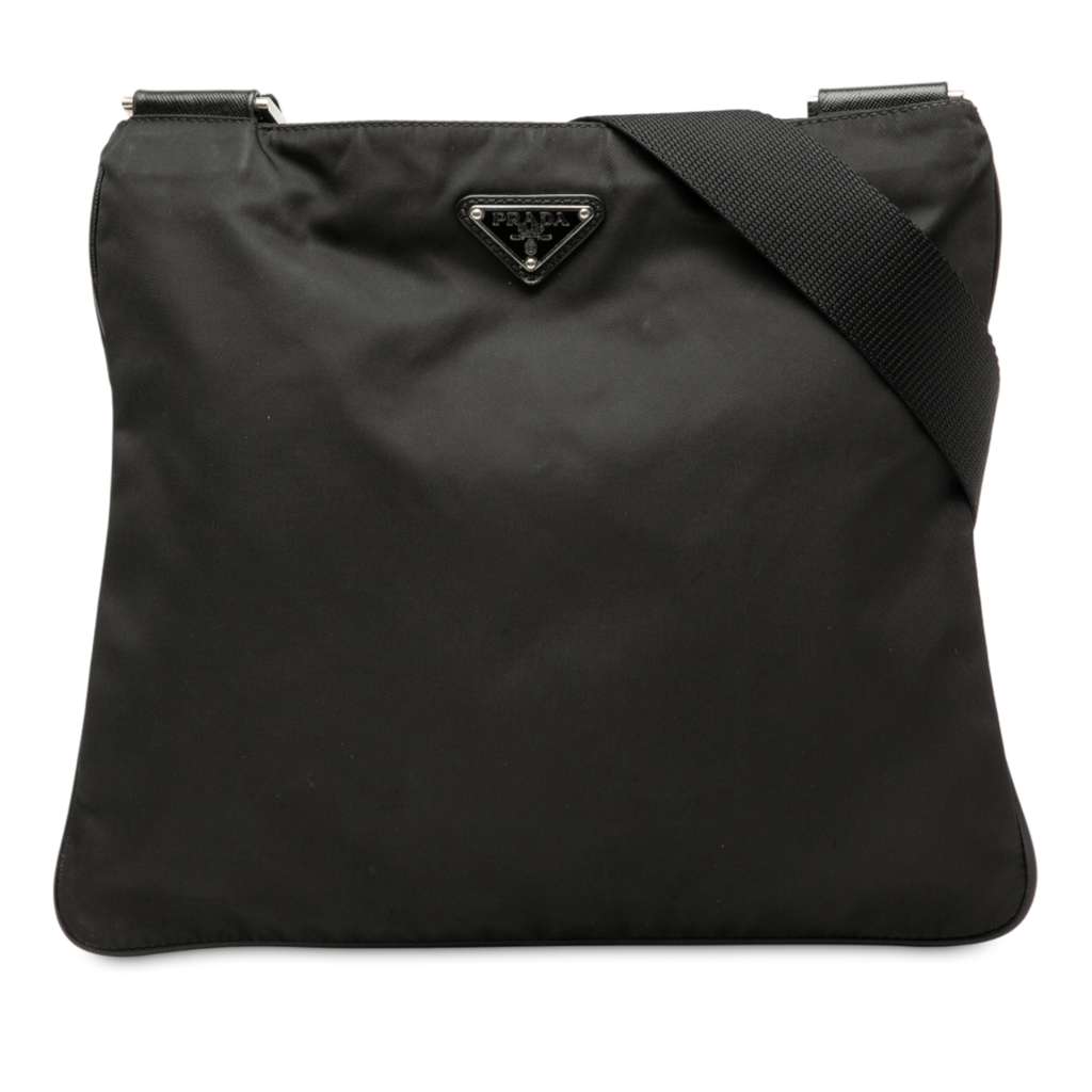 Prada Tessuto Zip Top Crossbody Black Very good - Front View