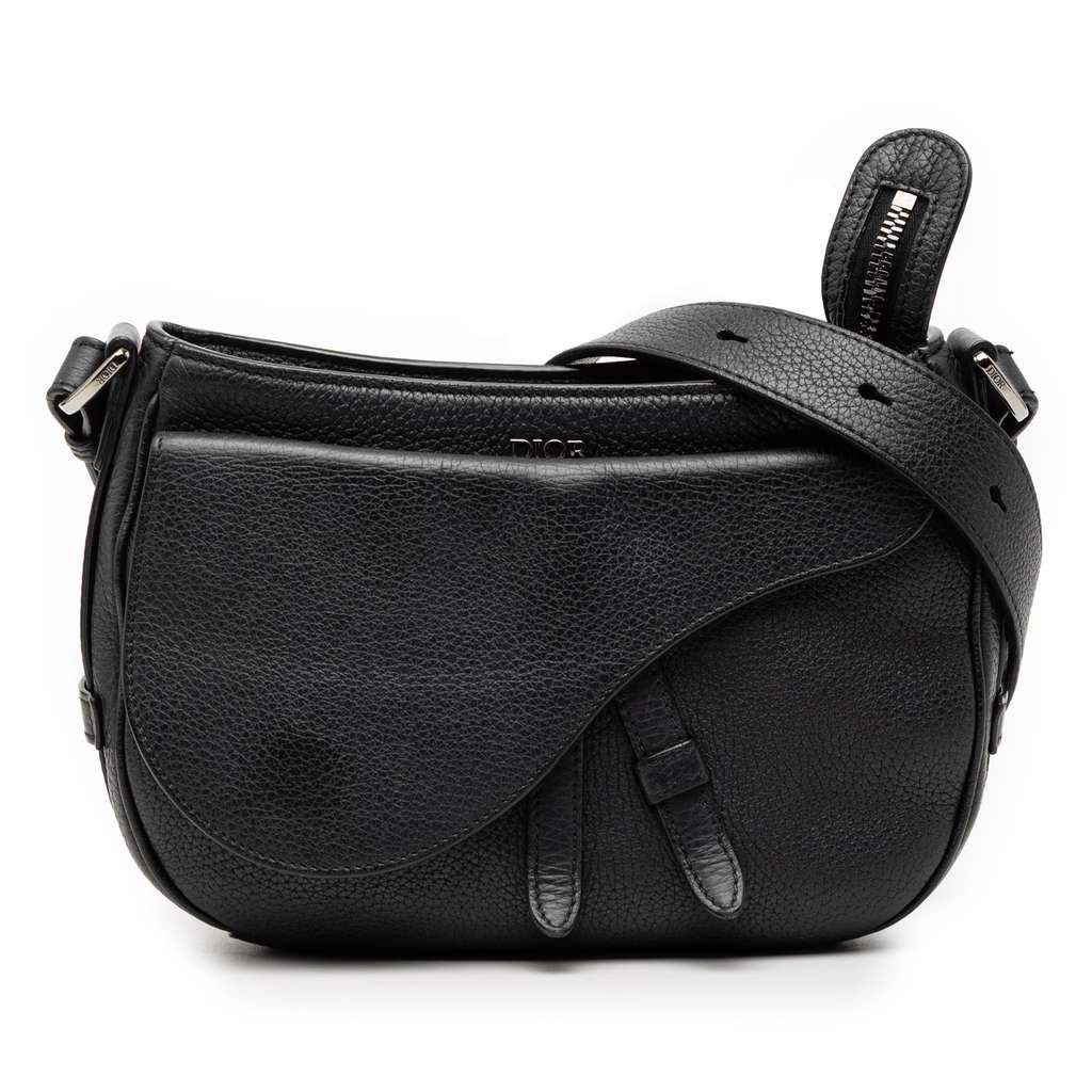 Dior Grained Calfskin Saddle Soft Bag Black Leather Very good condition - Front View