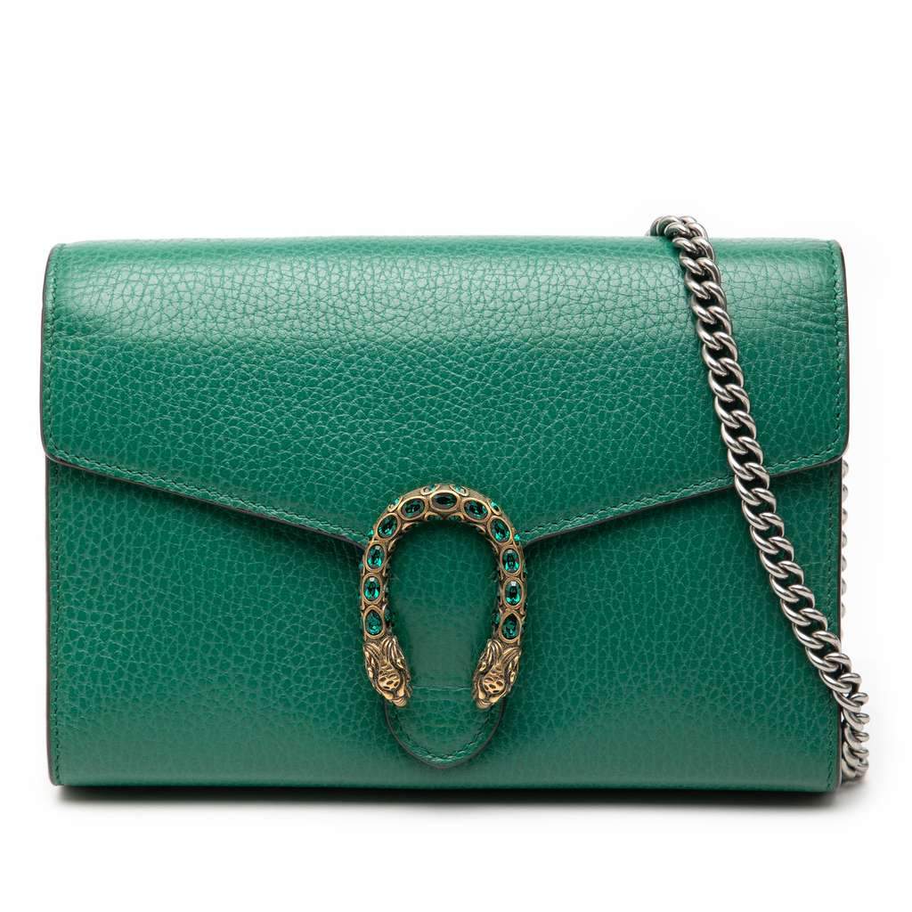 Gucci Leather Dionysus Wallet on Chain Green Leather Very good - Front View