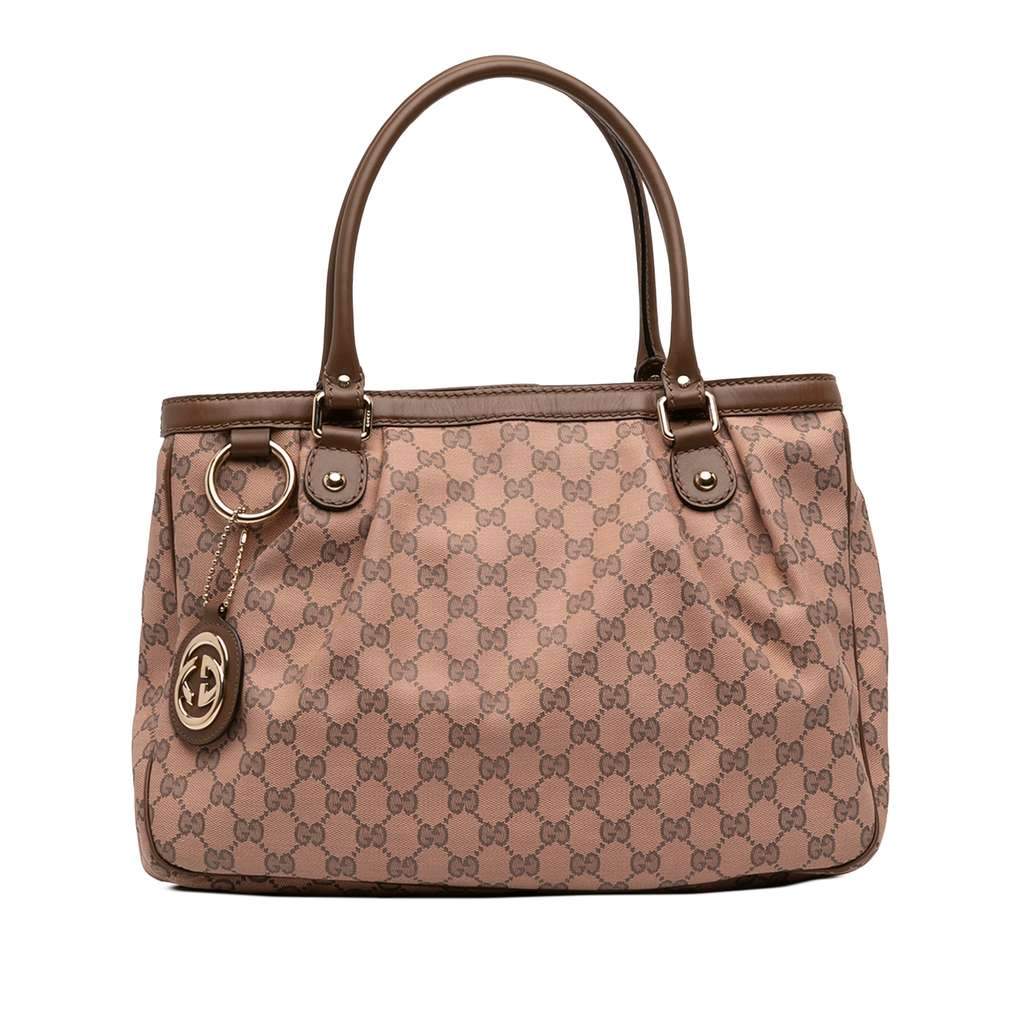 Gucci GG Canvas Sukey Tote Pink Canvas Good - Front View