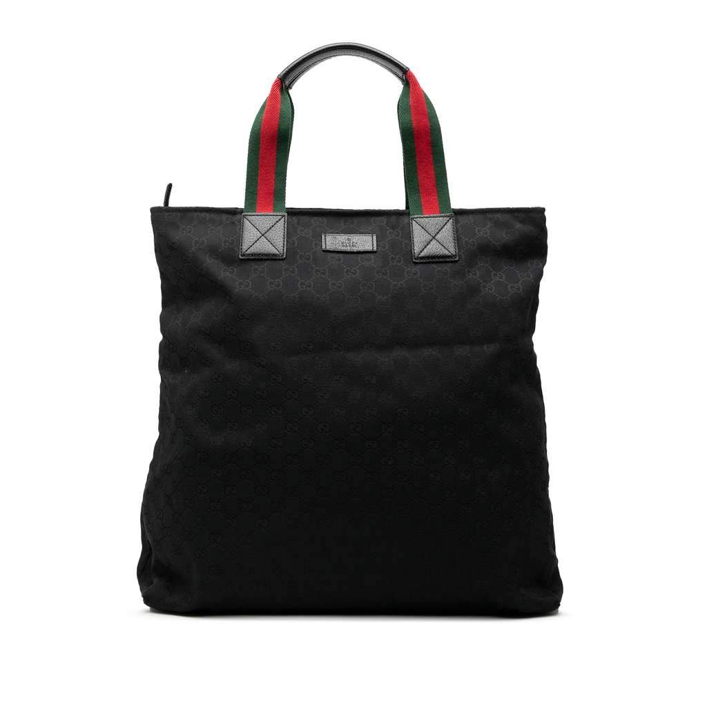 Gucci GG Canvas Web Tote Black Canvas Very good - Front View