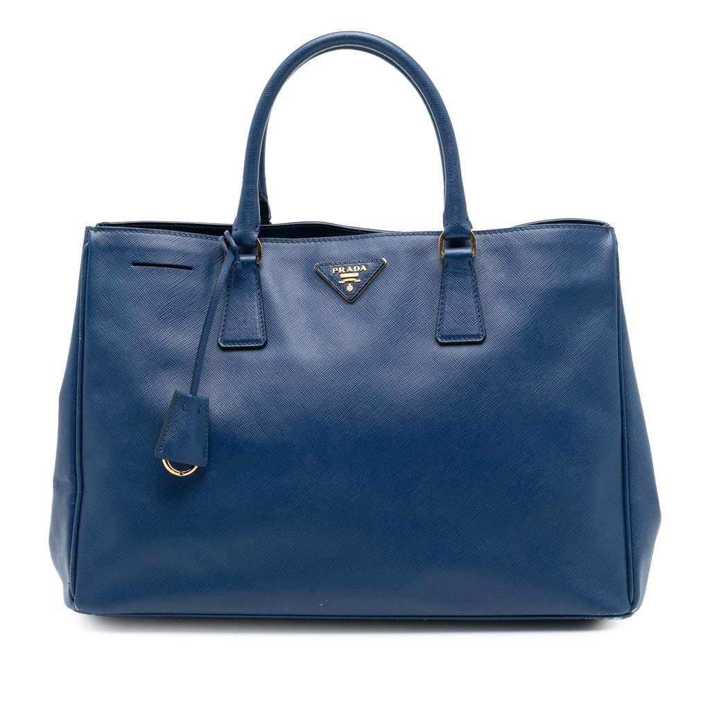 Prada Large Saffiano Lux Galleria Tote Blue Leather Very good - Front View