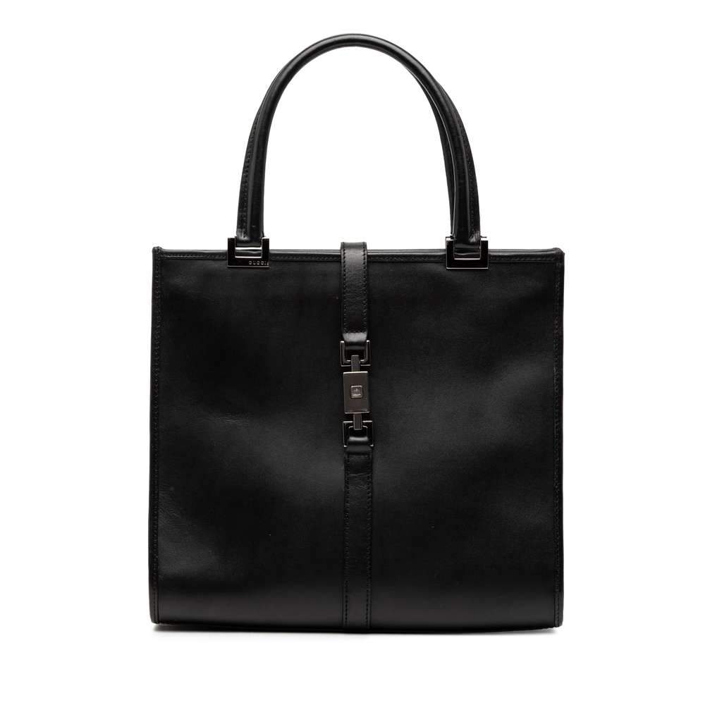 Gucci Calfskin Jackie Handbag Black Leather Very good - Front View