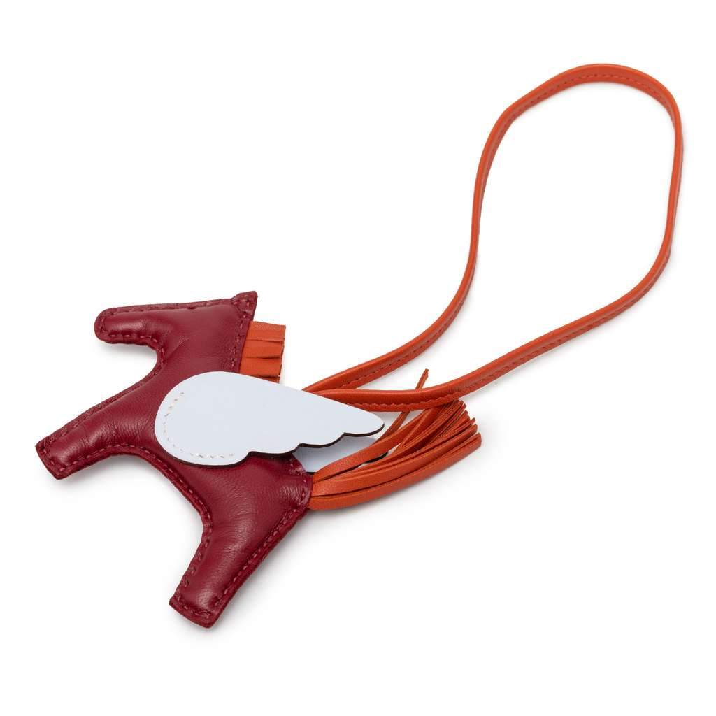 Hermès Milo Lambskin and Swift Grigri Rodeo Pegase Bag Charm PM Red Leather Very good condition - Front View