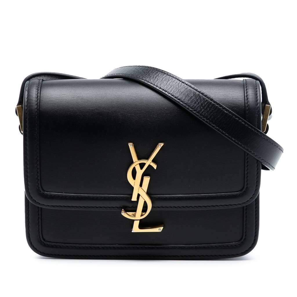 Saint Laurent Small Calfskin Solferino Satchel In Box Black Leather Very good condition - Front View