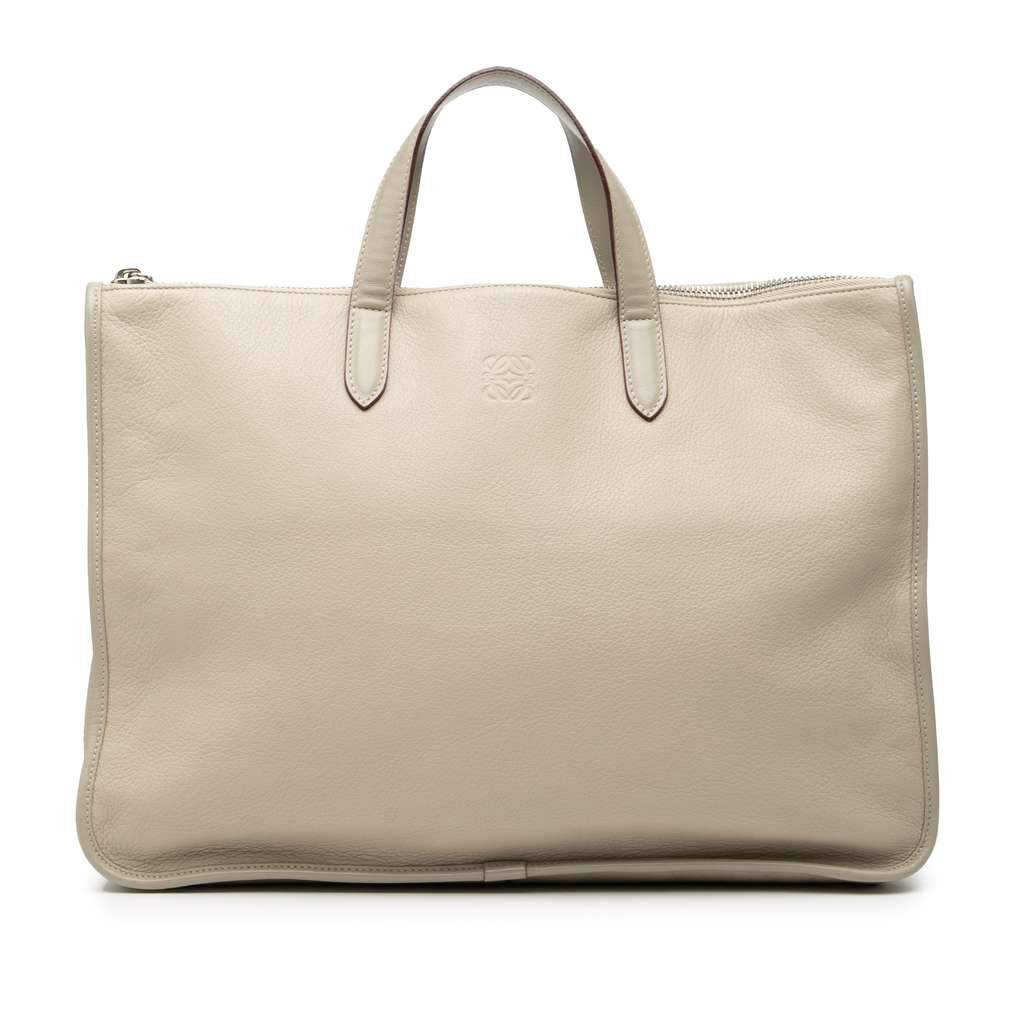 Loewe Leather Anagram Toledo Briefcase Grey Leather Very good condition - Front View