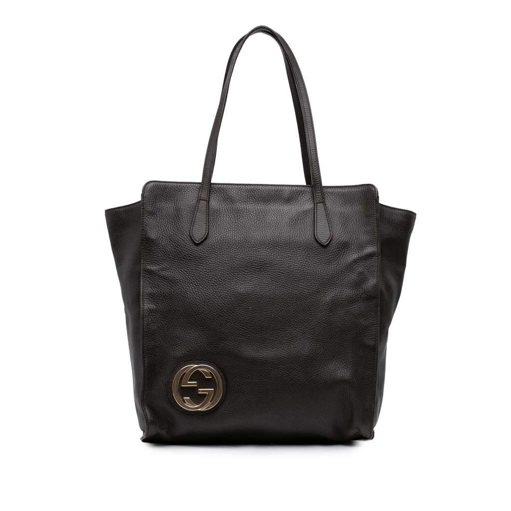 Gucci Dollar Calfskin Interlocking G Tote Brown Leather Very good condition - Front View