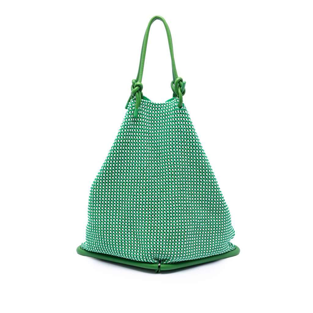 Bottega Veneta Nylon Crochet Folding Shopper Tote Green Very good condition - Front View