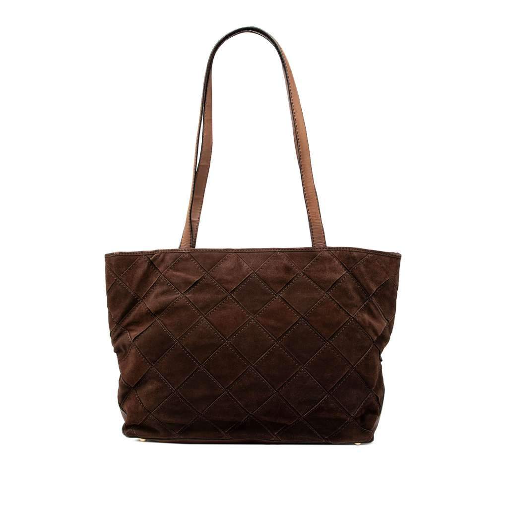 Bottega Veneta Suede Intrecciato Tote Brown Leather Very good - Front View