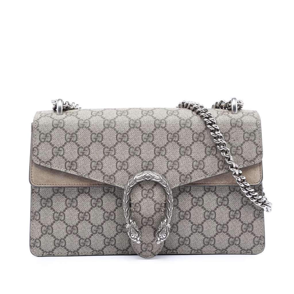 Gucci Medium GG Supreme Dionysus Shoulder Bag Brown Canvas Good - Front View