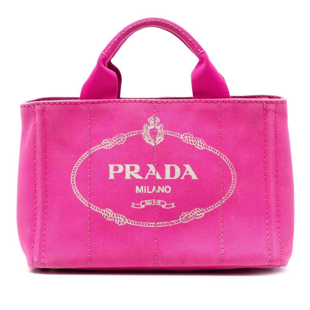 Prada Small Canvas Canapa Logo Satchel Pink Canvas Very good condition - Front View