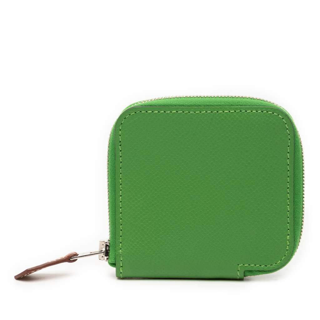 Hermès Epsom Azap Silk In Change Purse Green Leather Very good condition - Front View