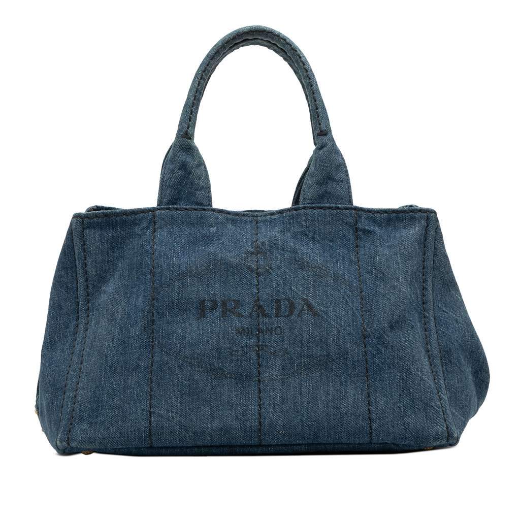 Prada Denim Canapa Logo Satchel Blue Denim Very good condition - Front View