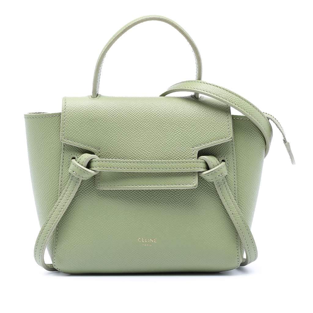 Celine Pico Grained Calfskin Belt Bag Green Leather Very good condition - Front View