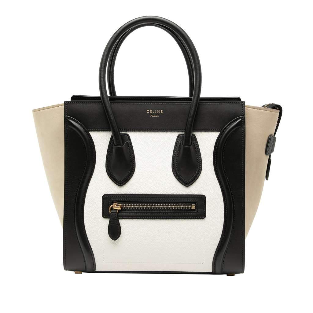 Celine Micro Tricolor Leather Luggage Tote White Leather Very good condition - Front View
