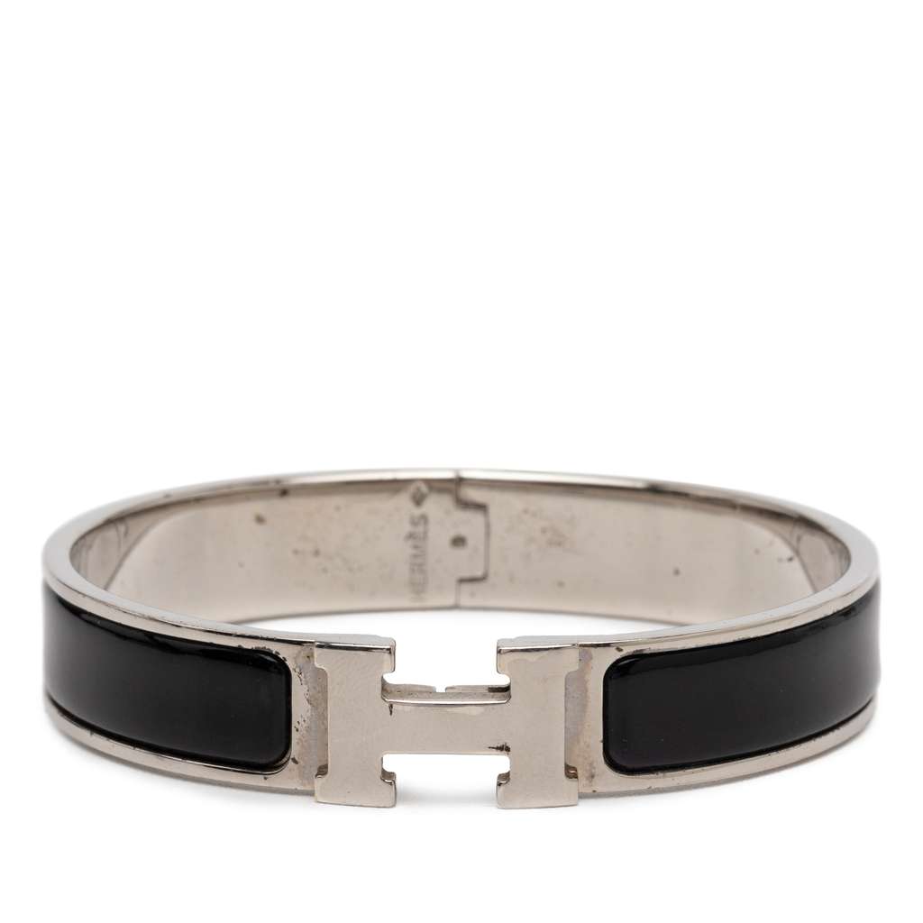 Hermès Narrow Enamel Clic H Bracelet PM Black Very good condition - Front View