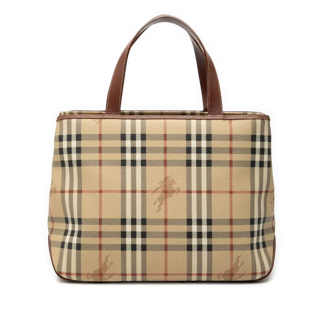 Burberry Haymarket Check Coated Canvas Tote Brown Canvas Very good - Front View