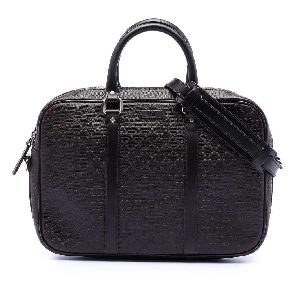 Gucci Medium Leather Diamante Bright Business Bag Brown Leather Very good condition - Front View
