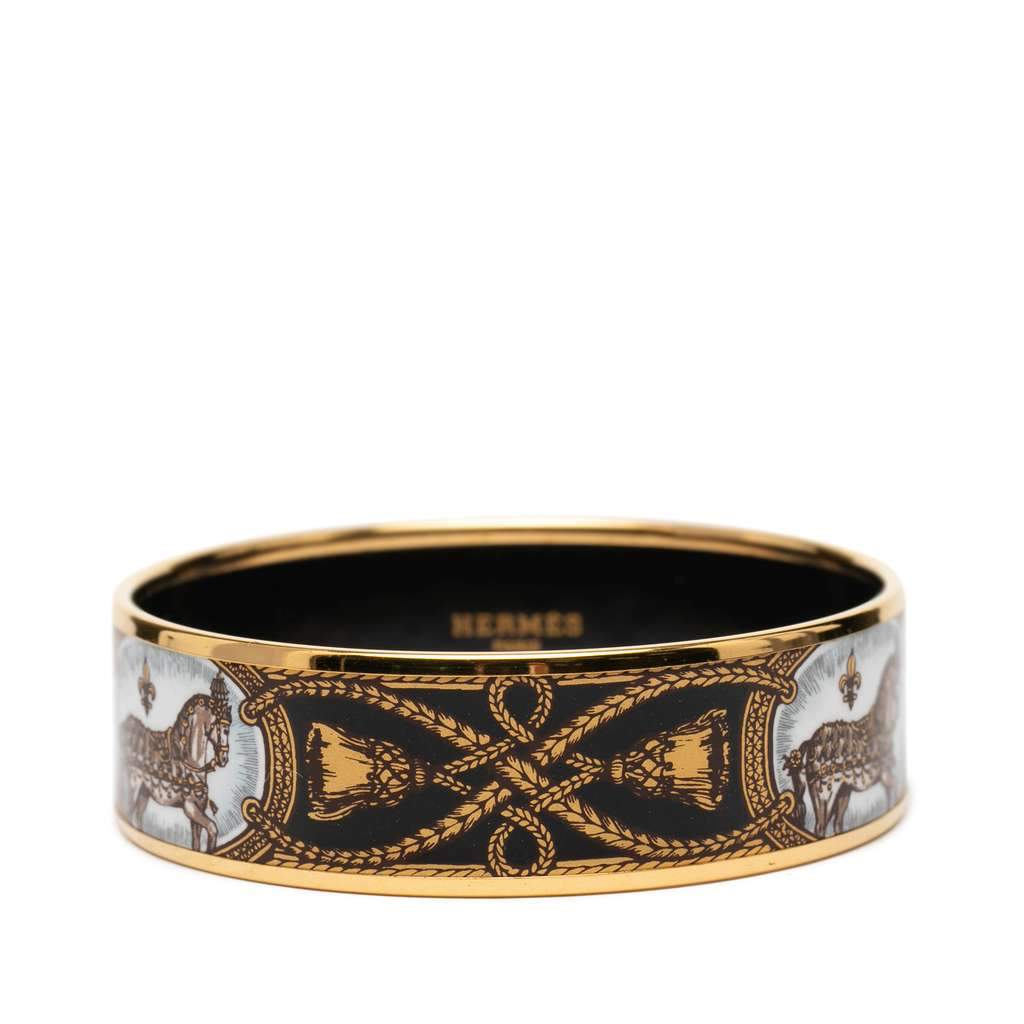 Hermès Wide Enamel Grand Apparat Bracelet 70 Black Very good condition - Front View