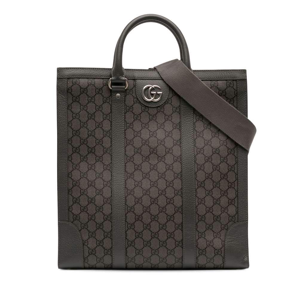 Gucci Medium GG Supreme Ophidia Satchel Grey Canvas Very good - Front View