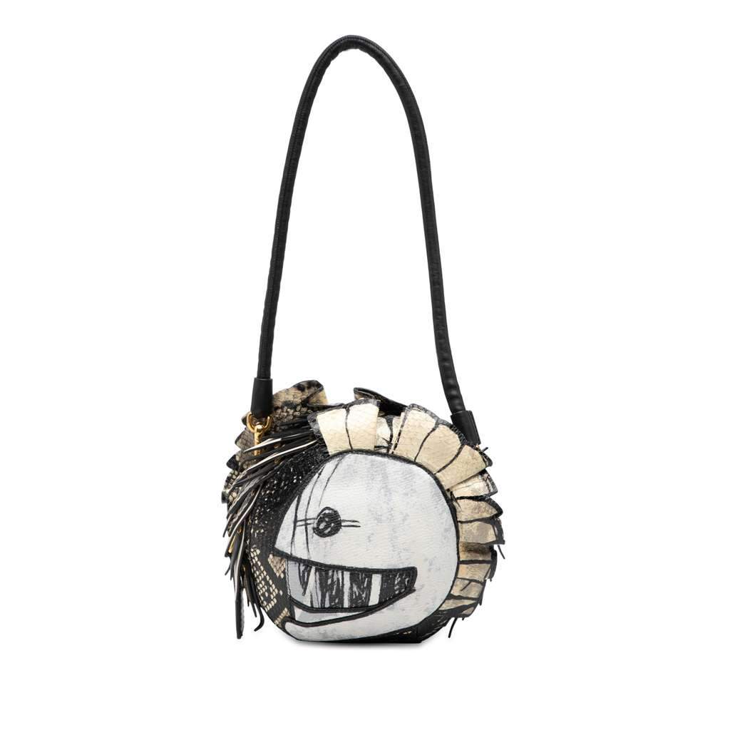 Burberry Croc Embossed Pallas Helmet Shoulder Bag White Leather Very good - Front View