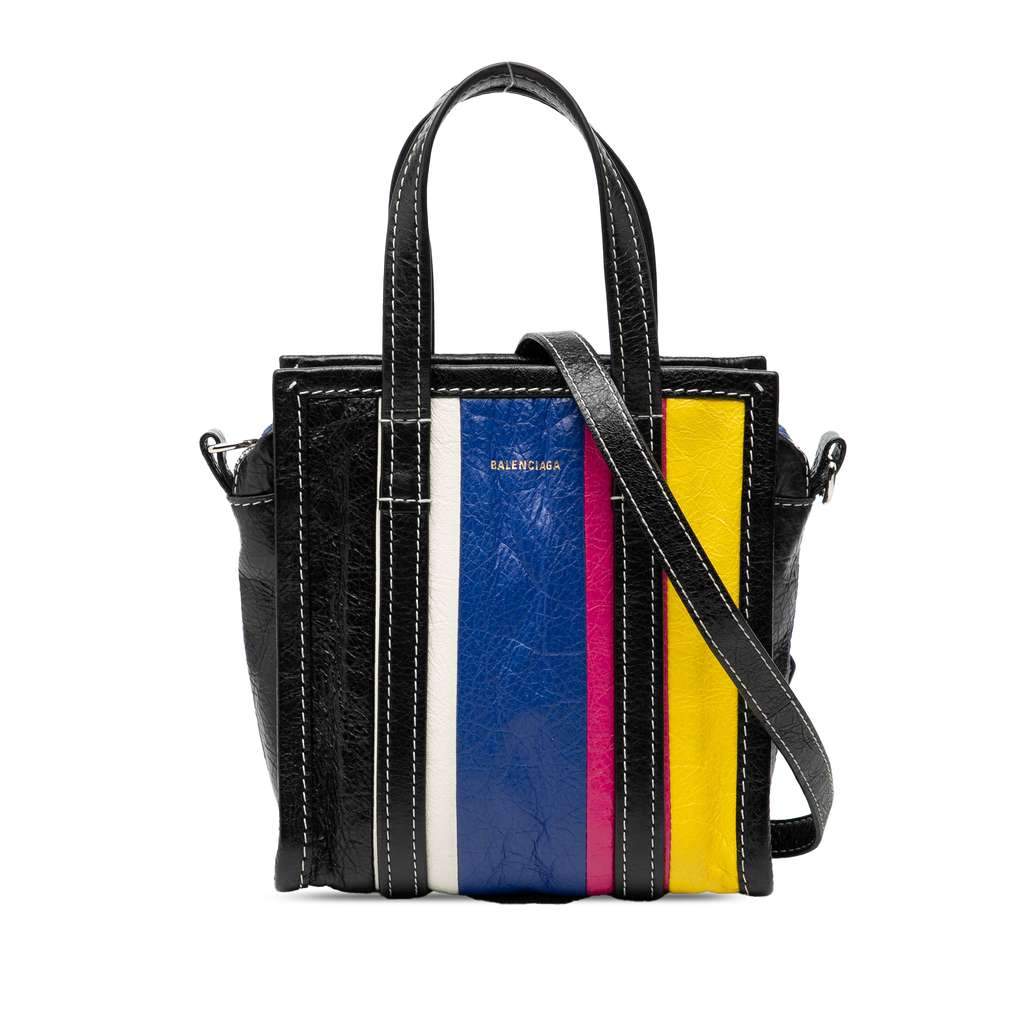 Balenciaga XXS Lambskin Bazar Shopper Satchel Black Leather Very good - Front View