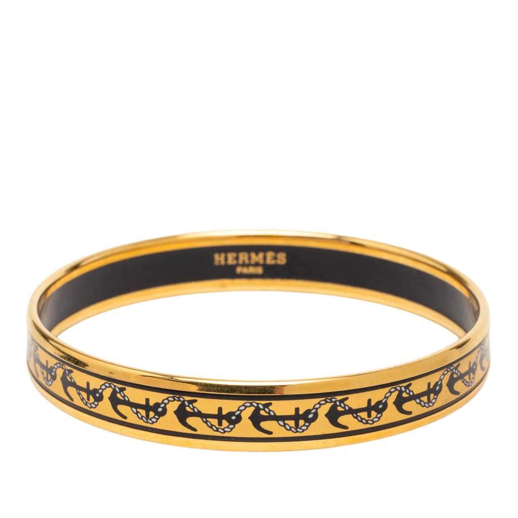 Hermès Narrow Anchor Enamel Bangle 62 Yellow Very good - Front View