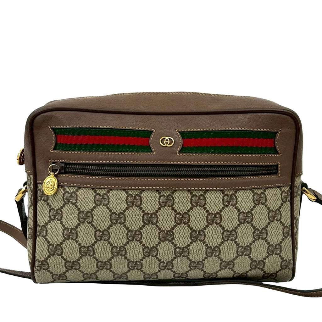 Gucci GG Supreme Web Crossbody Brown Canvas Very good - Front View