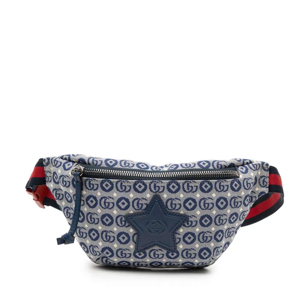 Gucci Kids GG Canvas Stars Web Belt Bag Blue Canvas Very good - Front View