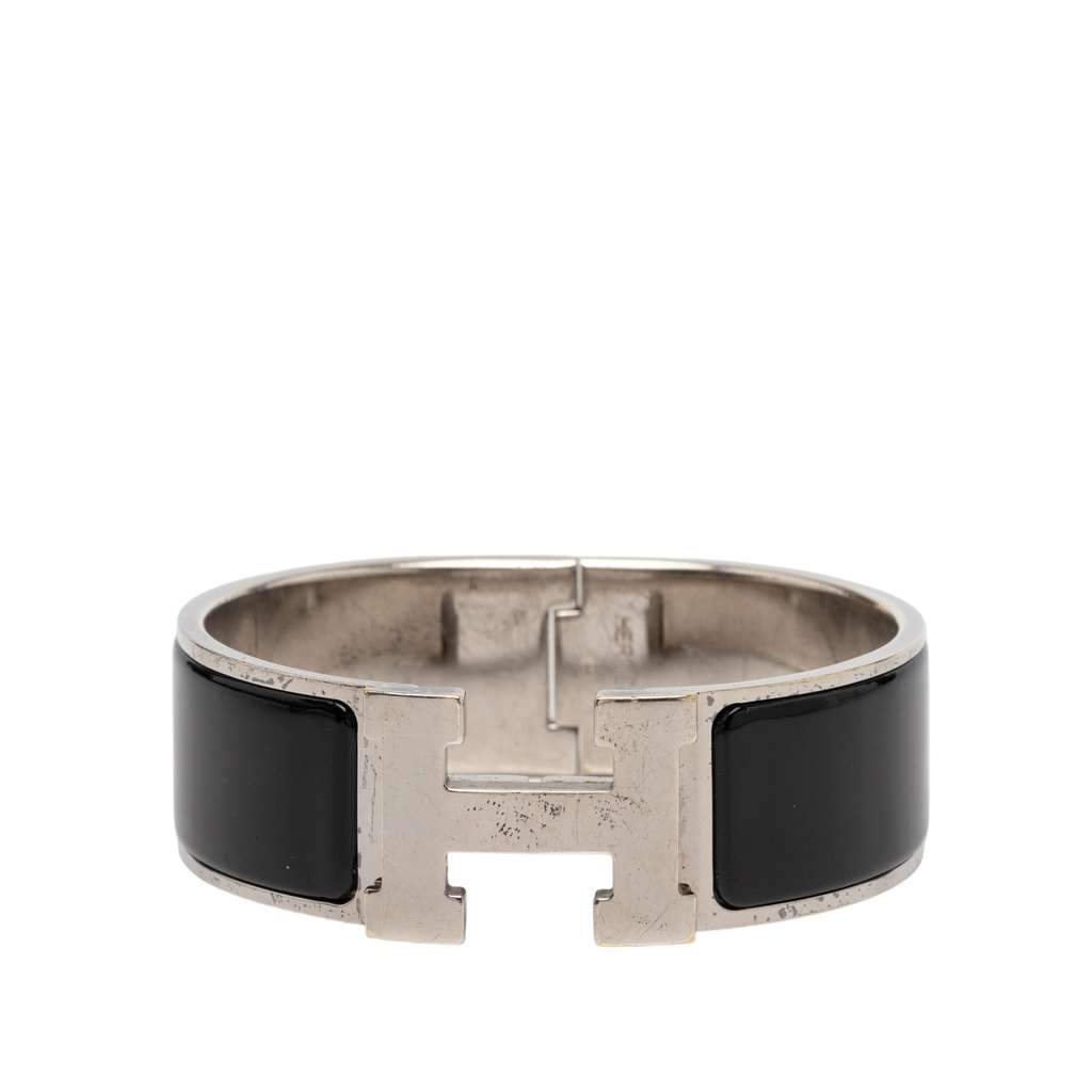 Hermès Wide Enamel Clic Clac H Bracelet PM Black Very good condition - Front View