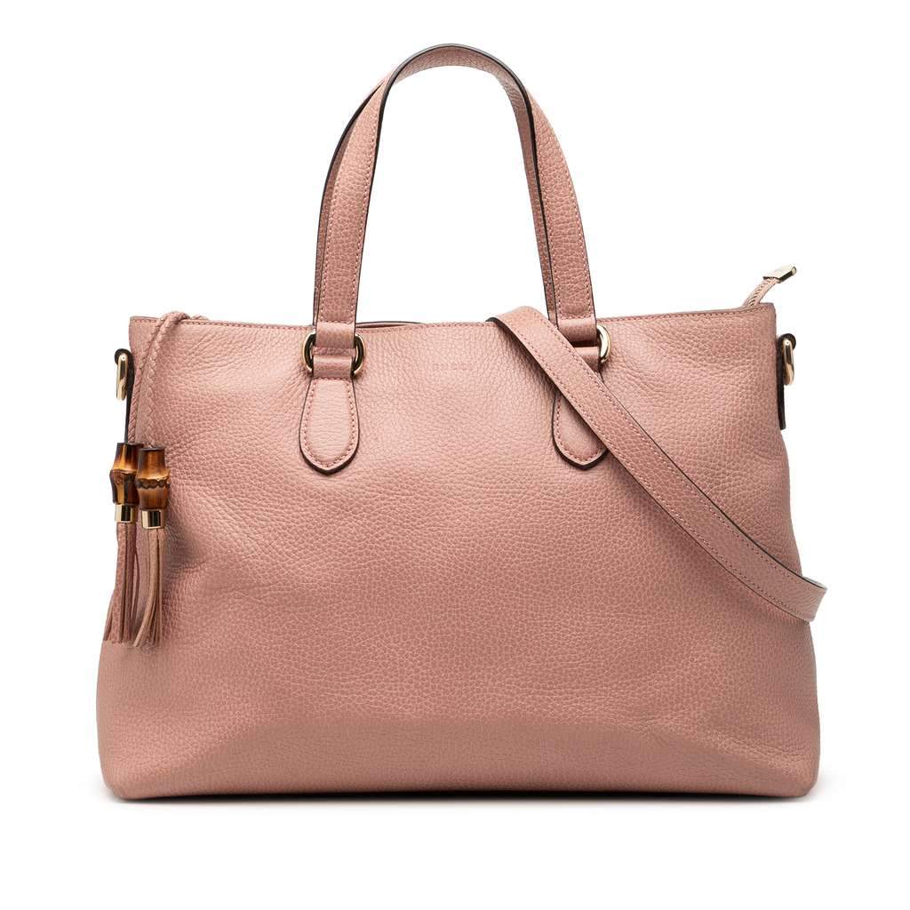 Gucci Leather Bamboo Tassel Satchel Pink Leather Very good - Front View