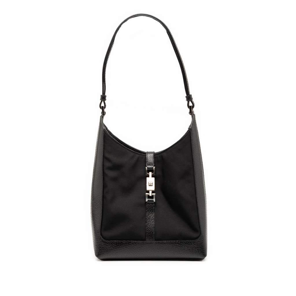 Gucci Canvas Jackie Shoulder Bag Black Canvas Very good - Front View