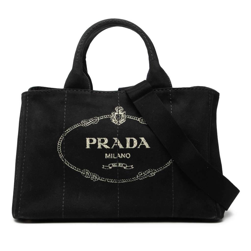Prada Canvas Canapa Logo Satchel Black Canvas Very good - Front View
