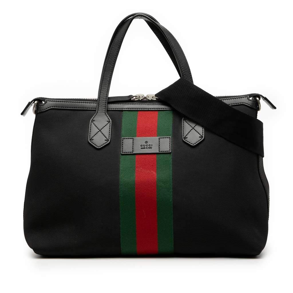Gucci Canvas Techno Web Satchel Black Canvas Very good - Front View