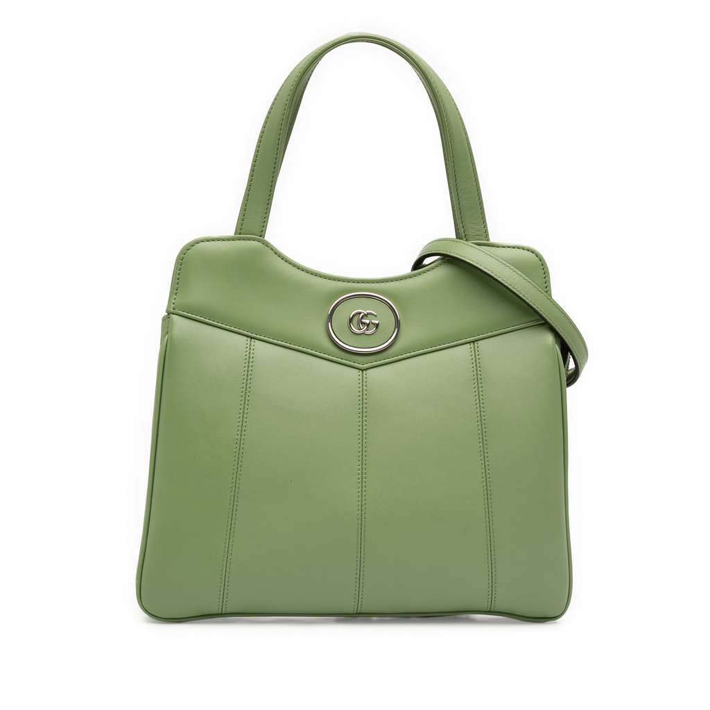 Gucci Small Leather Petite GG Tote Green Leather Very good - Front View