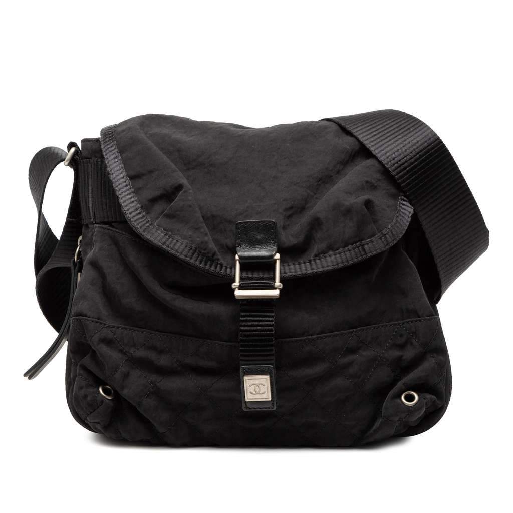 Chanel CC Nylon Sport Line Buckle Flap Crossbody Black Very good condition - Front View