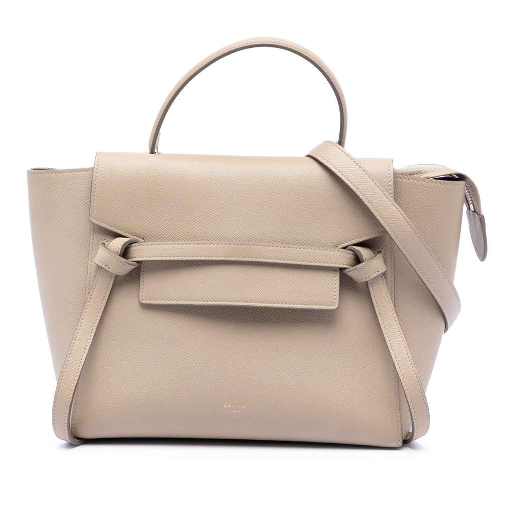 Celine Micro Grained Calfskin Belt Bag Brown Leather Very good condition - Front View