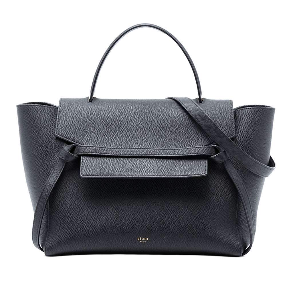 Celine Mini Grained Calfskin Belt Bag Black Leather Good - Front View