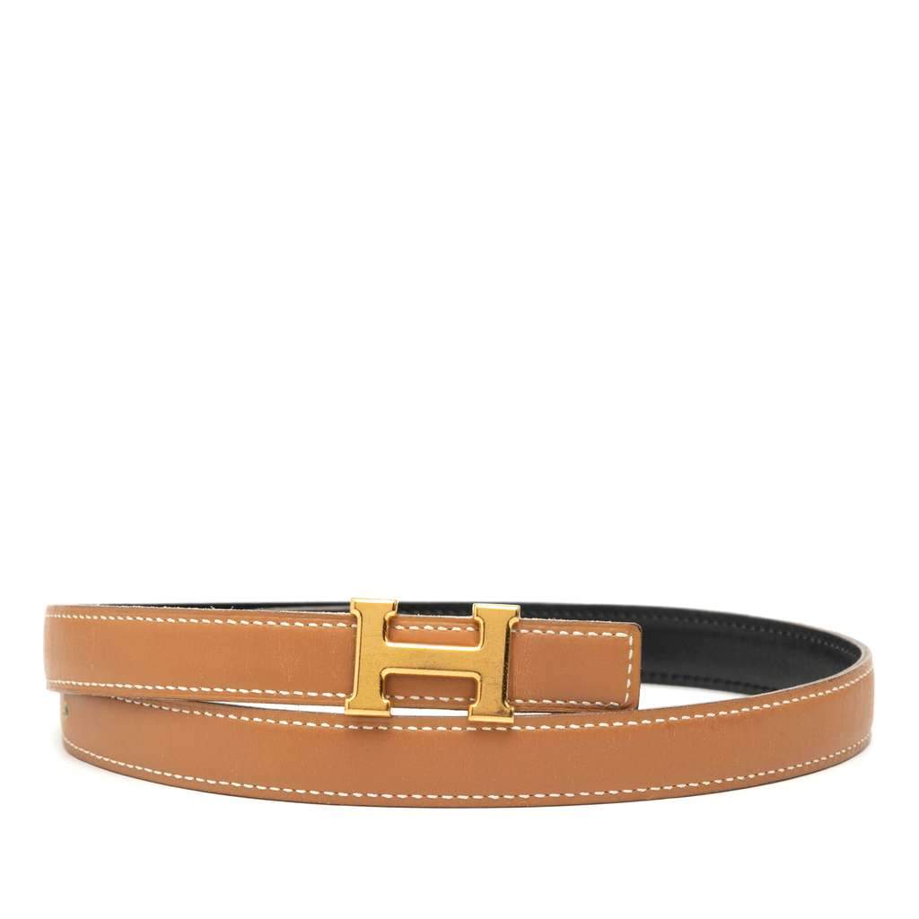 Hermès Gulliver and Box Calf Constance H Reversible Belt Brown Leather Very good condition - Front View