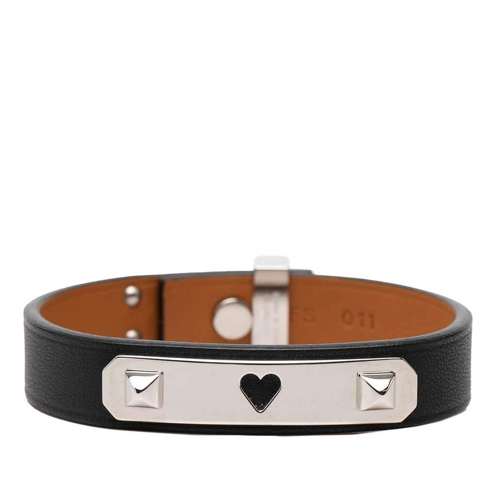 Hermès Swift As De Coeur Bracelet Black Leather Very good condition - Front View
