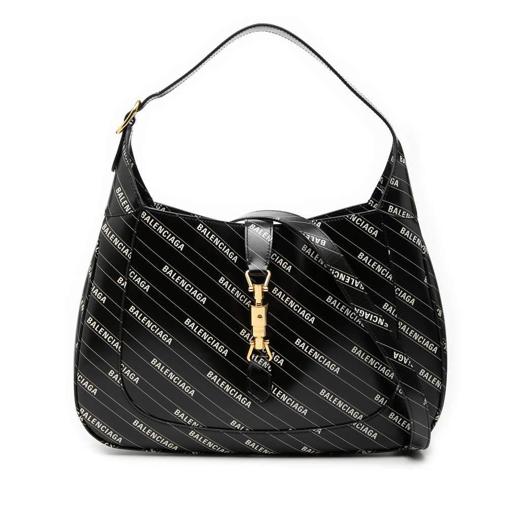 Gucci Balenciaga The Hacker Project Medium Calfskin Jackie 1961 Crossbody Black Leather Very good - Front View