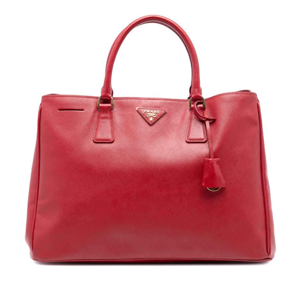 Prada Large Saffiano Lux Galleria Satchel Red Leather Very good - Front View